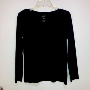 Basic, Simple, Black Long Sleeve knit shirt by J. Jill, Pima Cotton.